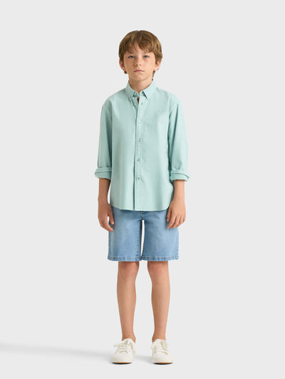 CAMISA OXFORD DYE KIDS VERDE AGUA