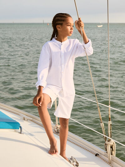 CAMISA LINO MAO KIDS BLANCO