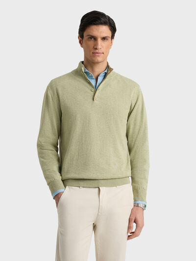 JERSEY BUTTON COLLAR VERDE