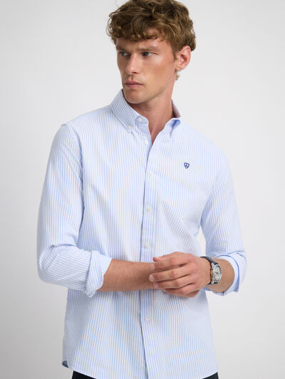 CAMISA OXFORD RAYAS CELESTE
