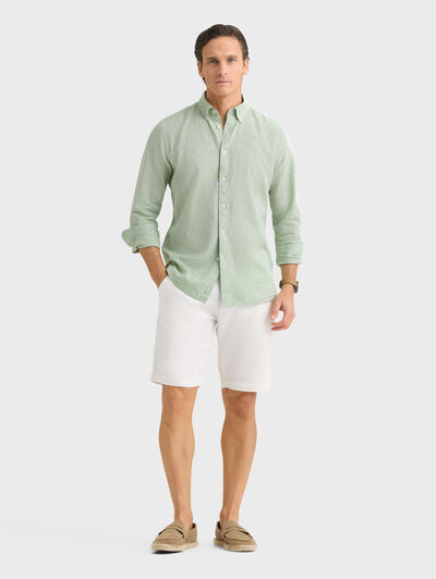 CAMISA LINO C.BOTON VERDE