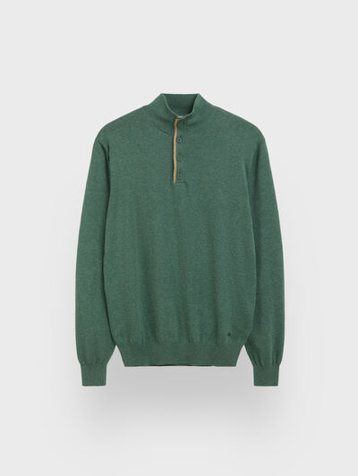 JERSEY BUTTON COLLAR VERDE
