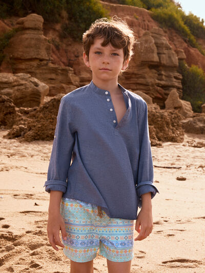 POLERA LINO MAO KIDS AZUL MARINO