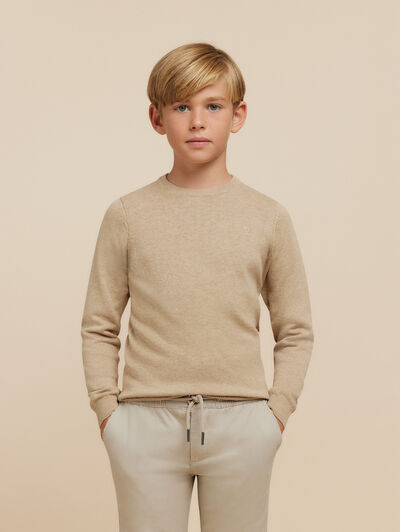 JERSEY ROUND NECK KIDS CAMEL
