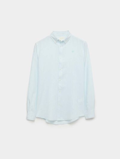 CAMISA LINO RAYAS BD VERDE AGUA