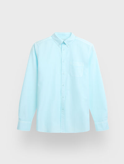 CAMISA OXFORD POCKET DYE VERDE AGUA