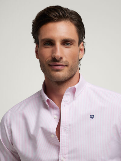 CAMISA OXFORD RAYAS ROSA