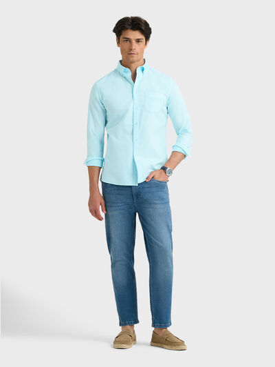 CAMISA OXFORD POCKET DYE VERDE AGUA