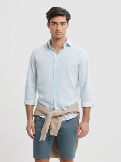 CAMISA LINO RAYAS AX VERDE AGUA