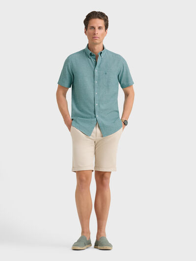 CAMISA LINO M.CORTA VERDE