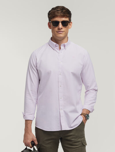CAMISA OXFORD MIL RAYAS ROSA