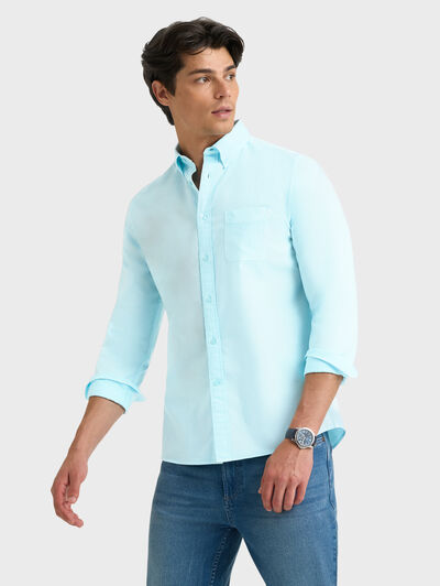 CAMISA OXFORD POCKET DYE VERDE AGUA