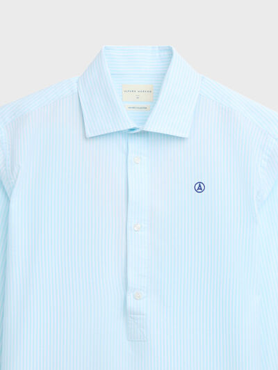 POLERA OXFORD RAYAS VERDE AGUA