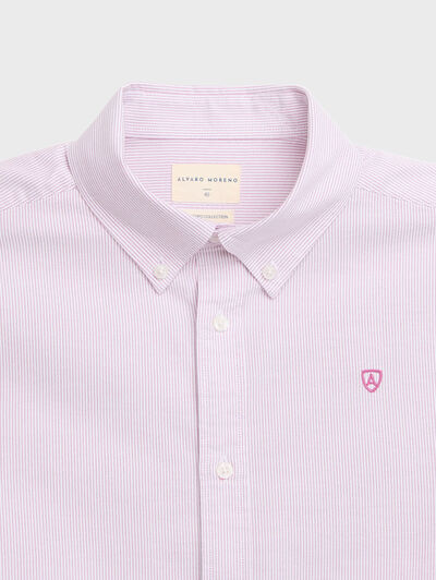 CAMISA OXFORD MIL RAYAS BURDEOS