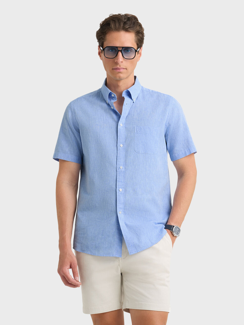 CAMISA LINO M.CORTA
