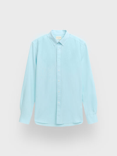 CAMISA LINO C.BOTON VERDE AGUA