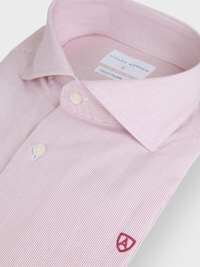 CAMISA VESTIR 500 RAYAS ROJO