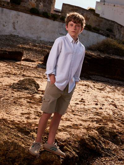 CAMISA OXFORD MIL RAYAS KIDS AZUL