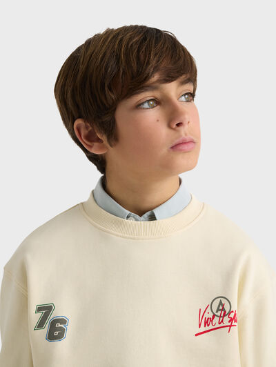 SUDADERA RACE KIDS BEIGE
