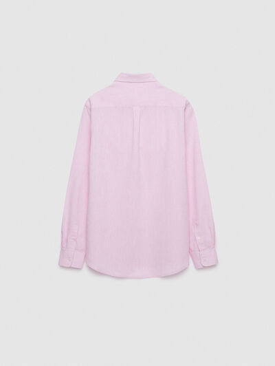 CAMISA LINO BOLSILLO ROSA