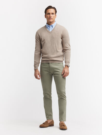 JERSEY V-NECK BEIGE