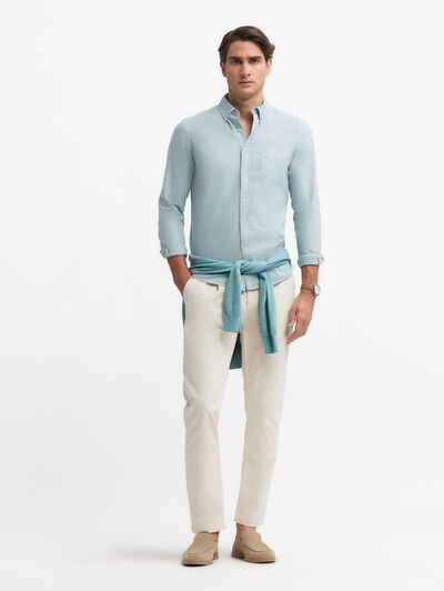 CAMISA OXFORD POCKET DYE VERDE AGUA