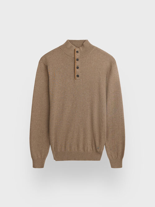 JERSEY BUTTON COLLAR BEIGE