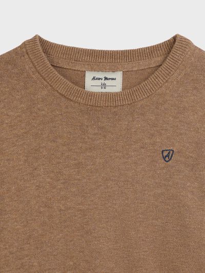 JERSEY ROUND NECK KIDS CAMEL