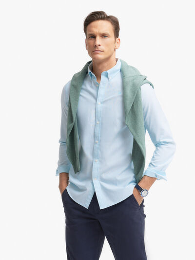 CAMISA OXFORD MIL RAYAS VERDE AGUA
