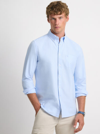 CAMISA OXFORD POCKET CELESTE