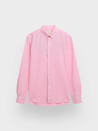 CAMISA LINO C.BOTON ROSA