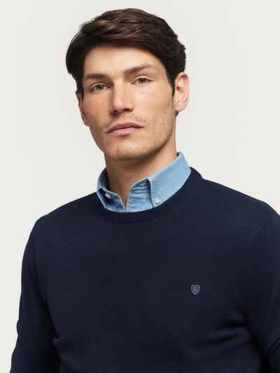 JERSEY ROUND NECK BASIC AZUL MARINO