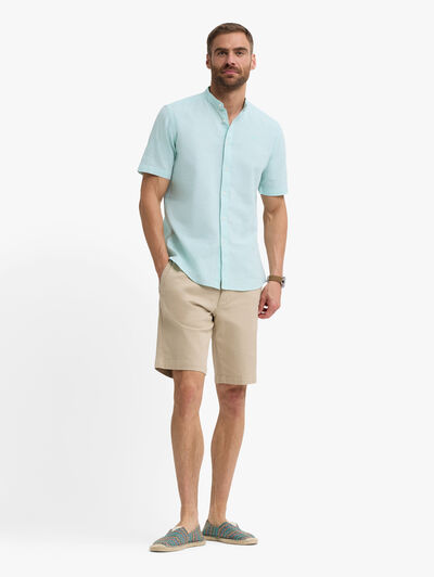 CAMISA LINO M.CORTA MAO VERDE AGUA