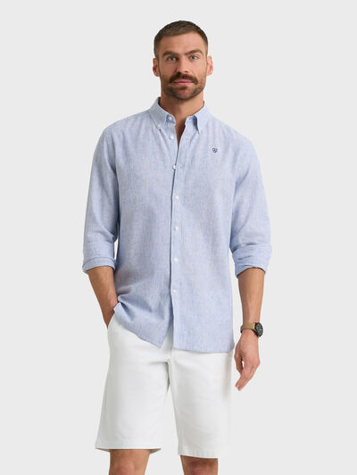 CAMISA LINO MIL RAYAS AZUL MARINO