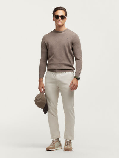 JERSEY ROUND NECK BASIC MARRÓN