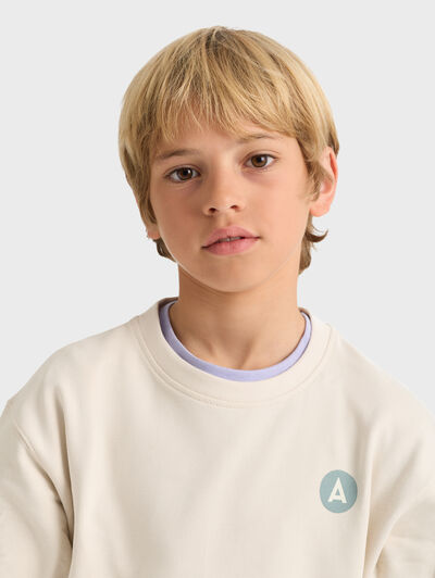 SUDADERA LOGO KIDS BEIGE