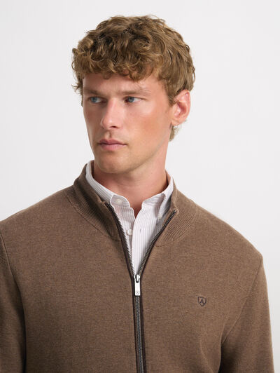 CARDIGAN CONTRASTE CAMEL