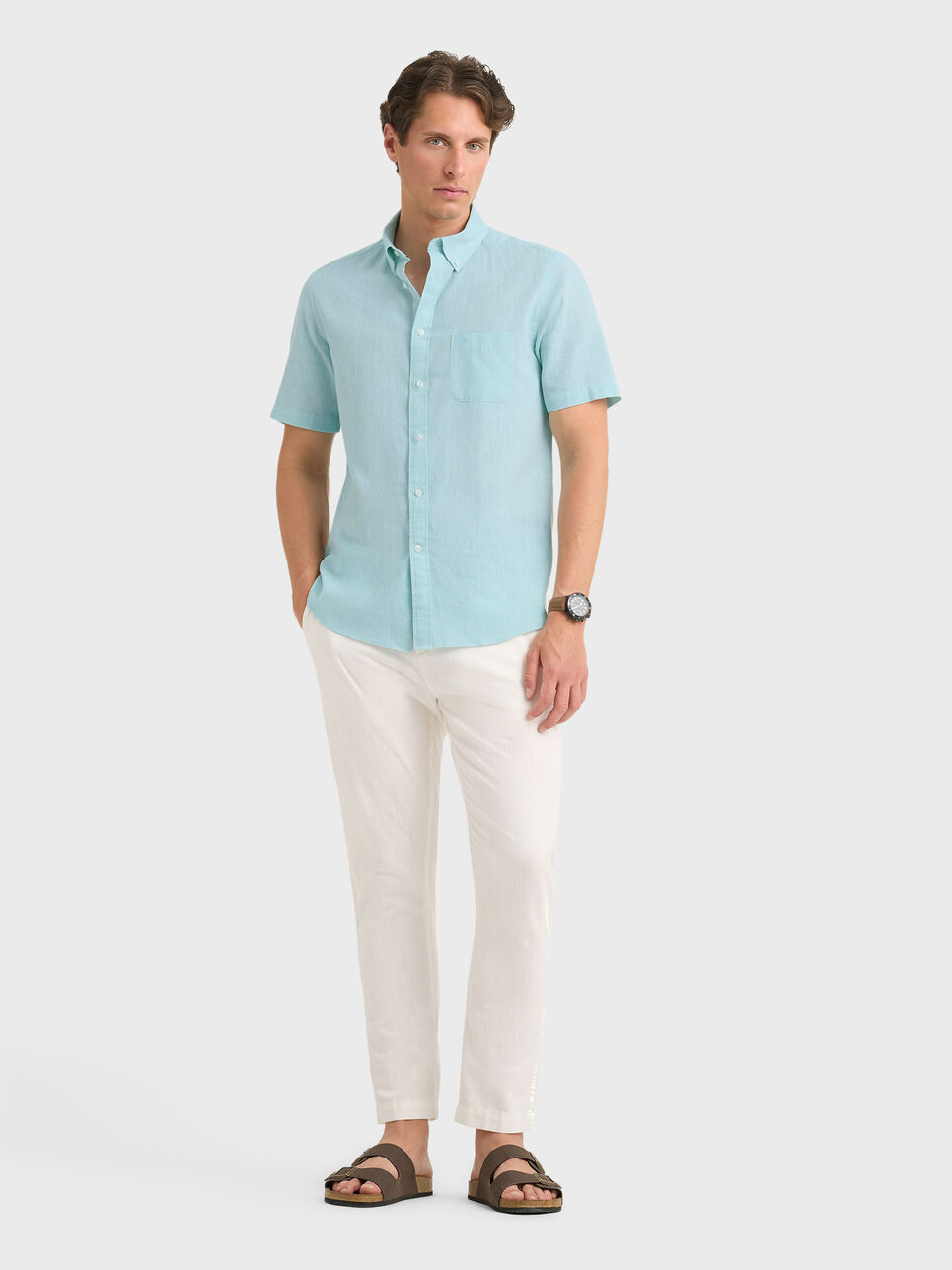 CAMISA LINO M.CORTA