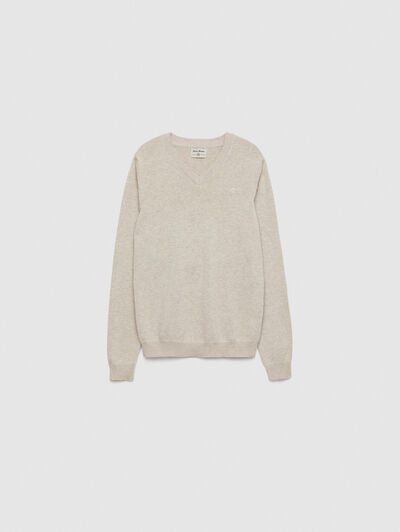 JERSEY V-NECK KIDS BEIGE