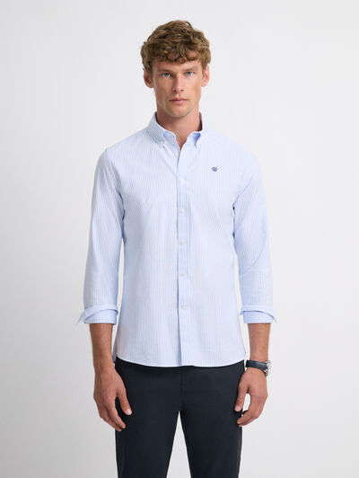 CAMISA OXFORD RAYAS CELESTE