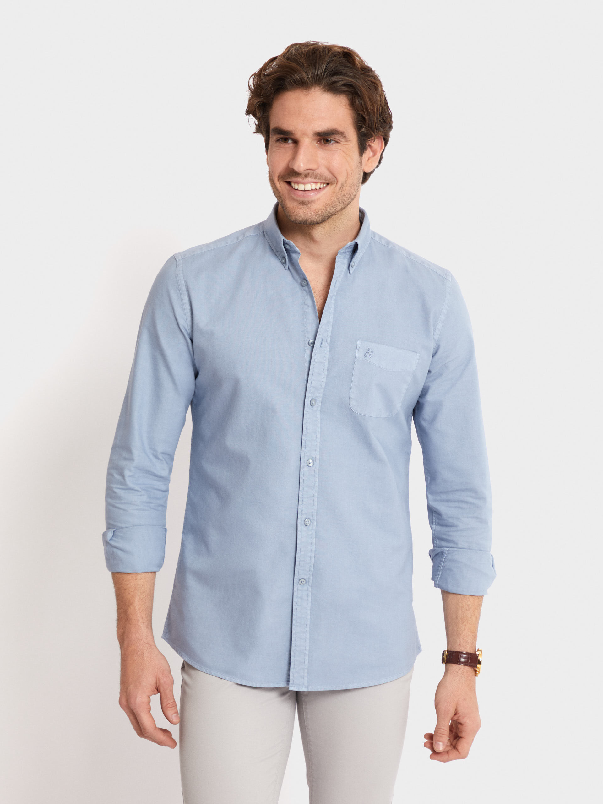 CAMISA OXFORD DYE CELESTE