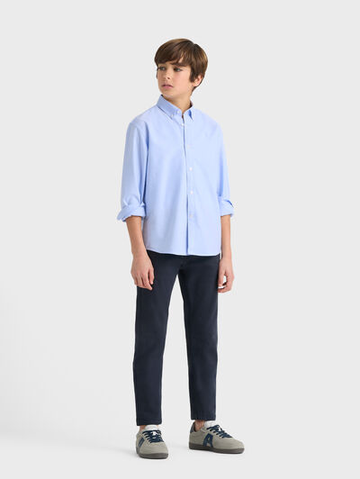 CAMISA OXFORD SOLID KIDS CELESTE