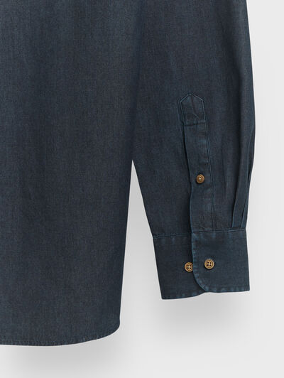 CAMISA DENIM BOLSILLOS AZUL MARINO