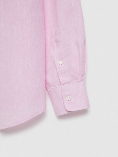 CAMISA LINO BOLSILLO ROSA