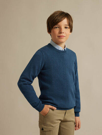 JERSEY ROUND NECK KIDS AZUL