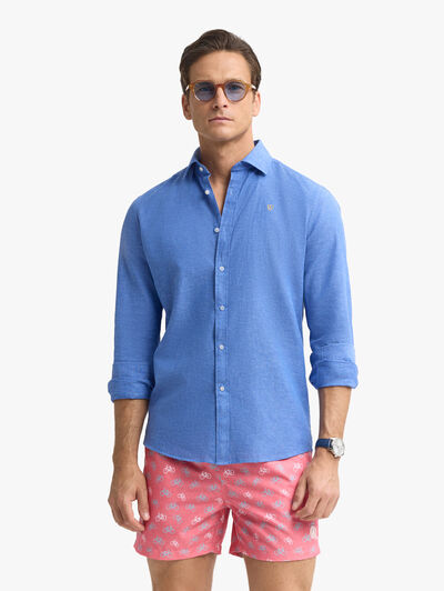CAMISA LINO CHAMBRAY AZUL