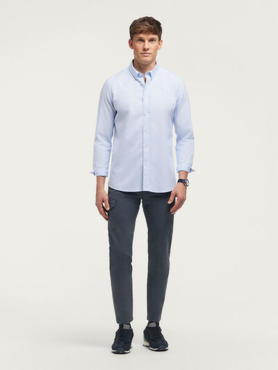 CAMISA OXFORD MIL RAYAS CELESTE