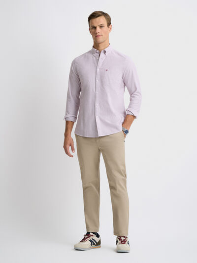 CAMISA OXFORD STRIPES BURDEOS