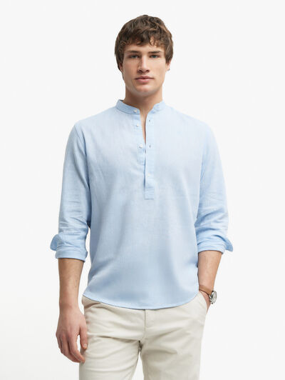 CAMISA LINO C.MAO AZUL