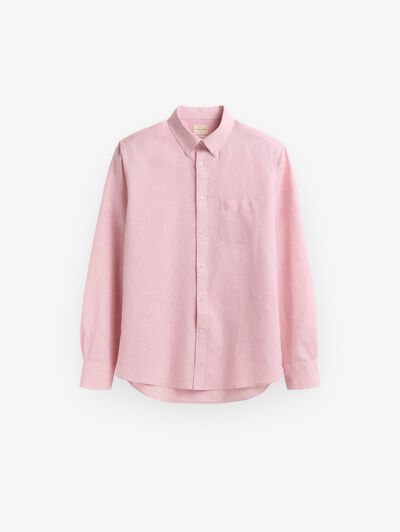 CAMISA LINO BOLSILLO SALM&Oacute;N